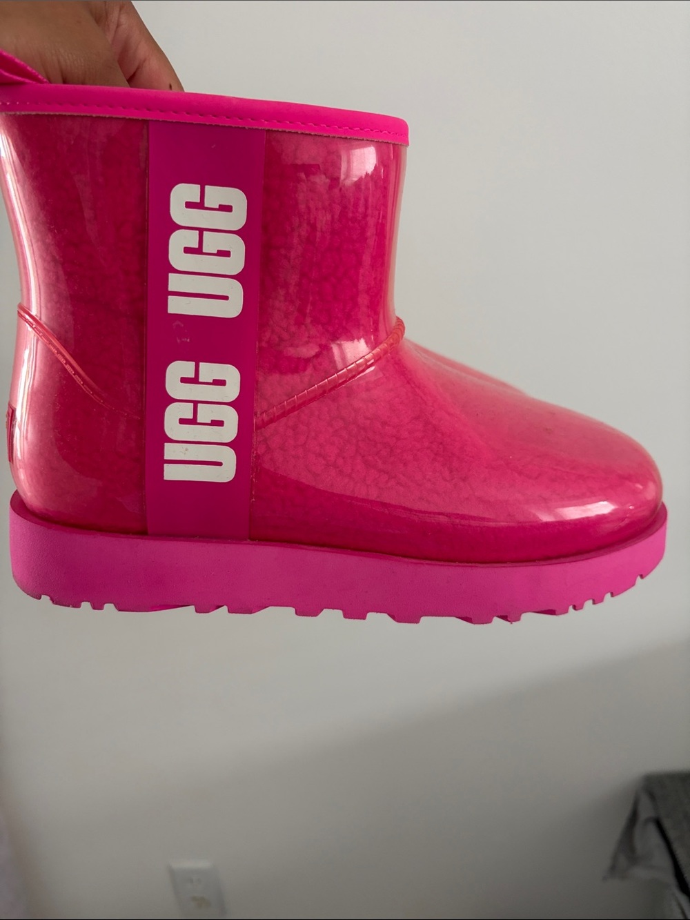 UGG Kids Clear Rain Boot in Bright Pink